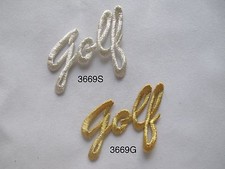 3669 Golden,Silver Golf word Embroidery Iron On Applique Patch