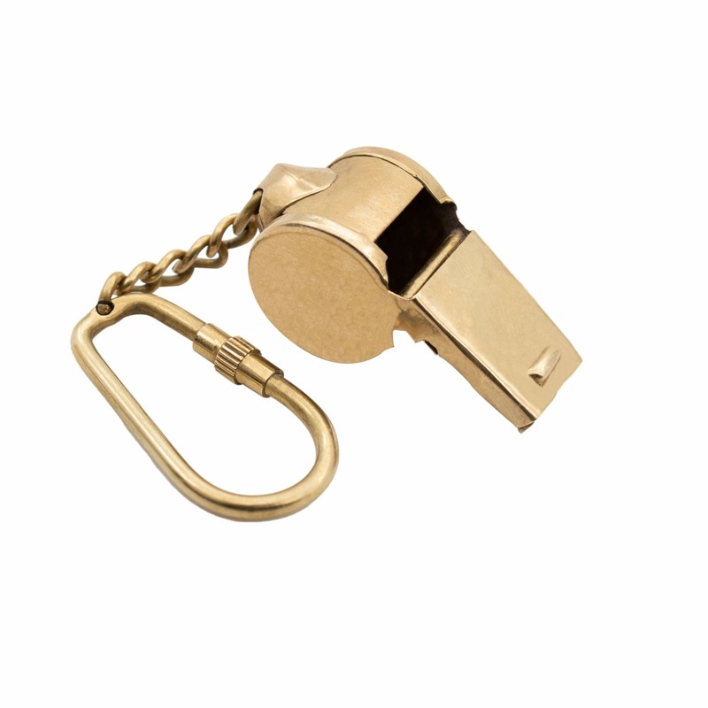 Brass Keychain Whistle Key Ring with Screw Lock Carabiner for Car Home Keys 4.5"