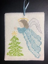Cross Stitch, Blue Angel, 5”x4 1/2", new, Finished, Completed