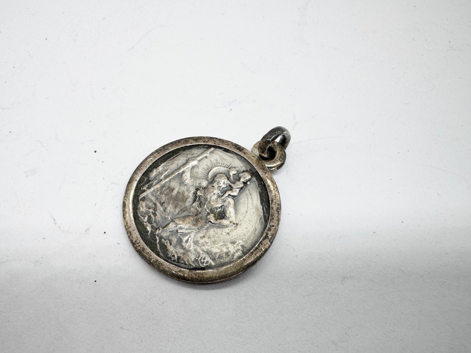 VINTAGE SOLID SILVER ST CHRISTOPHER RELIGIOUS TRA… - image 2