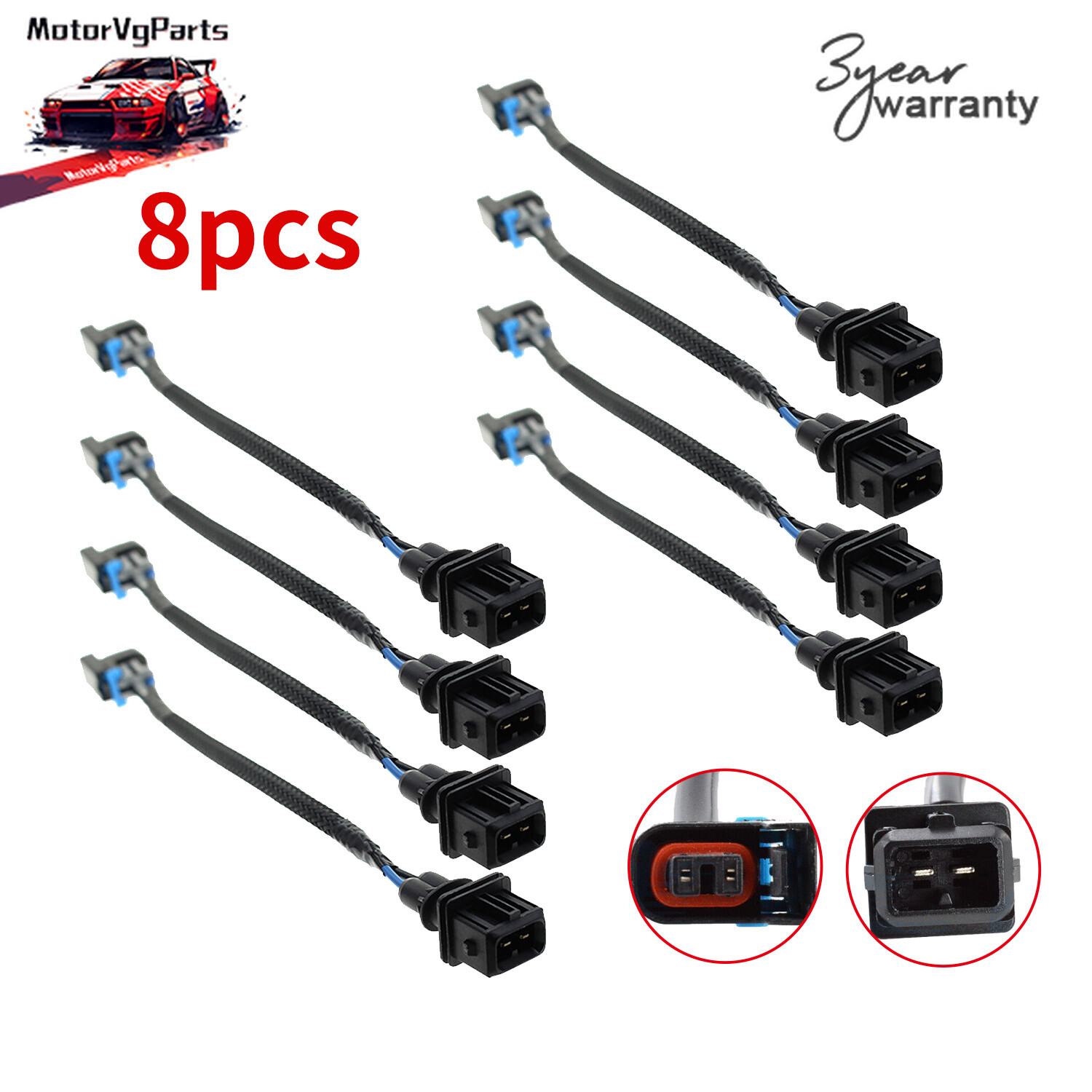 For Jetronic EV1 to Mini Delphi Multec 2 Fuel Injector Wire Harness Adapter 8X