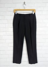 Theory Black Wool Blend Jorah P Pleated Slim Straight Leg Pants Stretch Sz 00