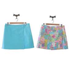 Lilly Pulitzer Reversible Floral Wrap Skirt Size 6 Missing a Button