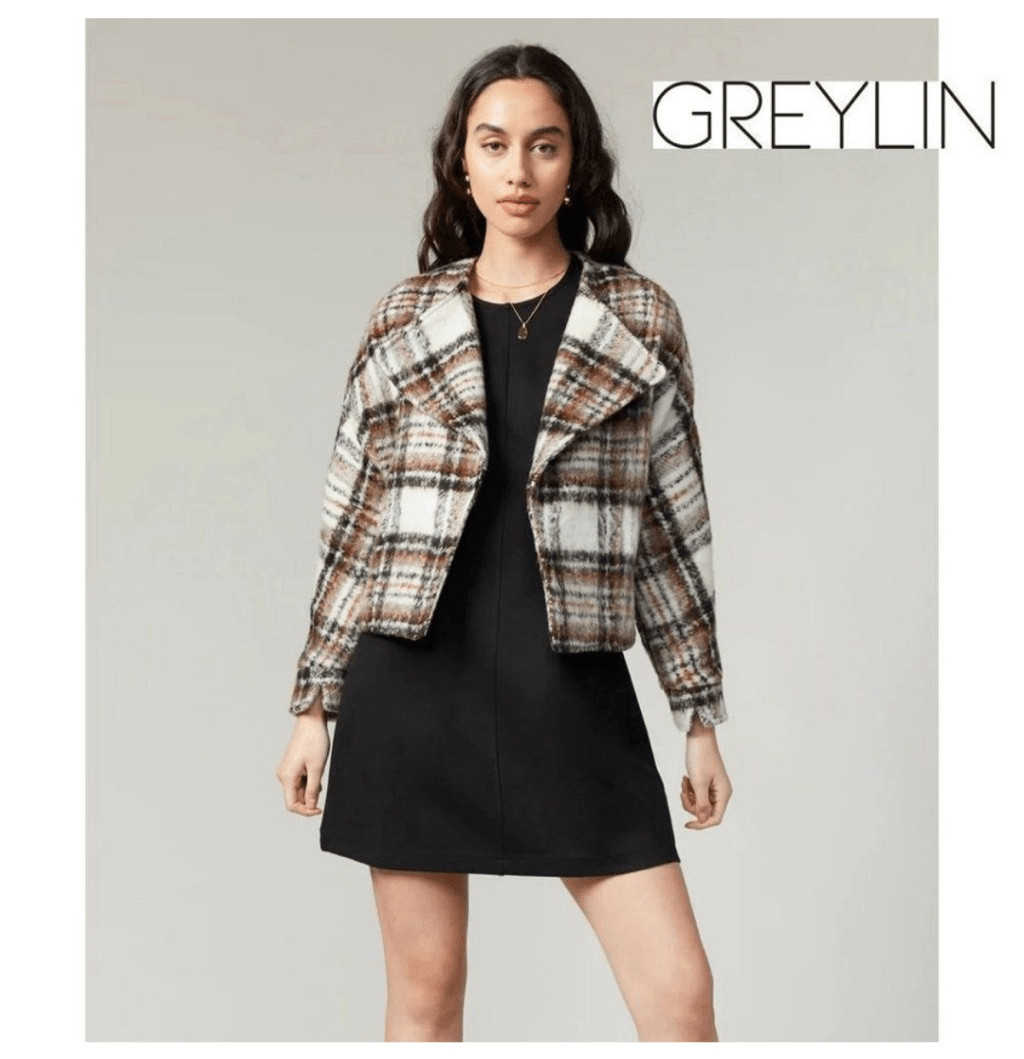 Greylin Chestnut Brown Dasia Brushed Plaid Moto J… - image 1