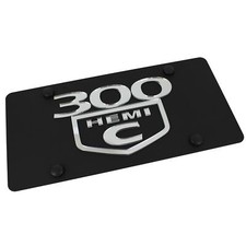 Chrysler 300c Hemi Logo License Plate Black