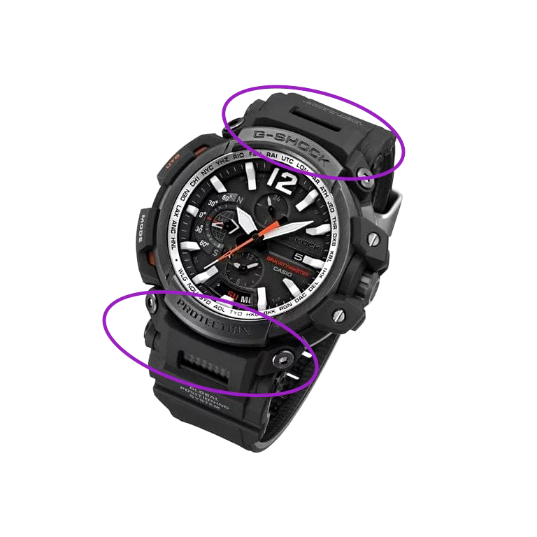 Genuine Casio G-Shock GPW-2000 black resin watch bezel / band end