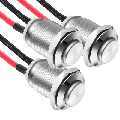 3PCS 12mm Prewired High Head Waterproof Latching Push Button 2A 12V-250V AC