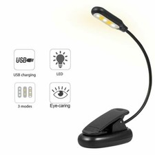 LED USB Rechargeable Stand Light Clip On Desk Bed Reading Book Lamp kindle