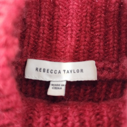 REBECCA TAYLOR Alpaca Blend Cropped Turtleneck Sweater Red Italian Yarn $395 XS - Picture 5 of 7