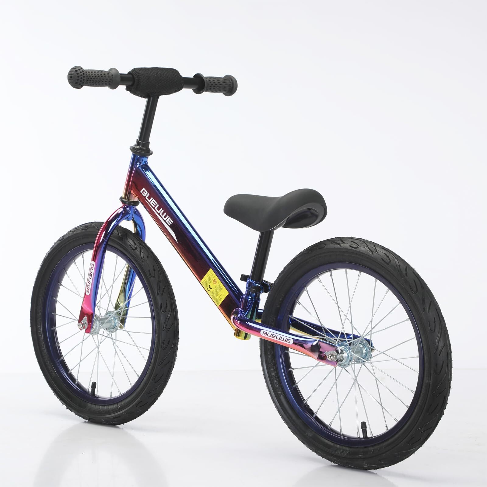 Bueuwe 16 inch Balance Bike for 4 5 6 7 8 Year Old Boys Girls, Rainbow Kids N...