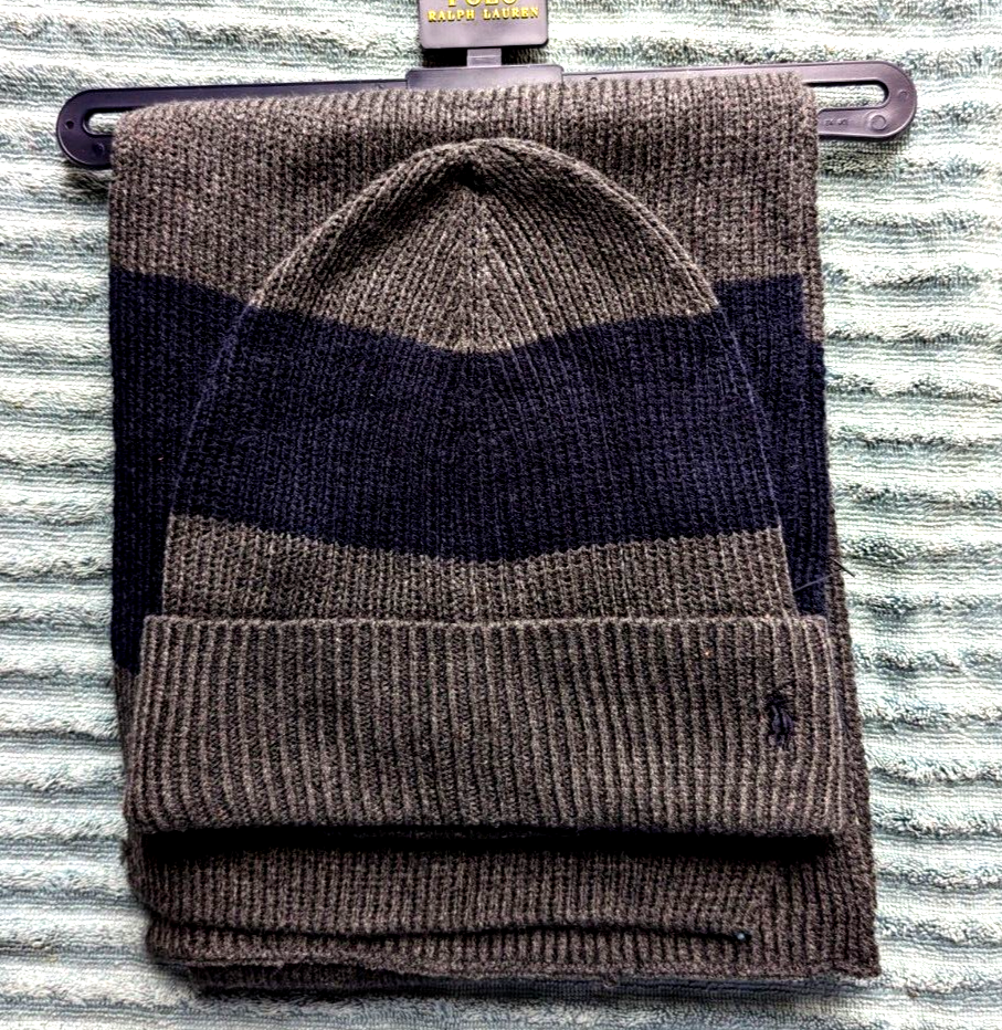 Set cappello e sciarpa pony a righe POLO RALPH LAUREN da uomo $58