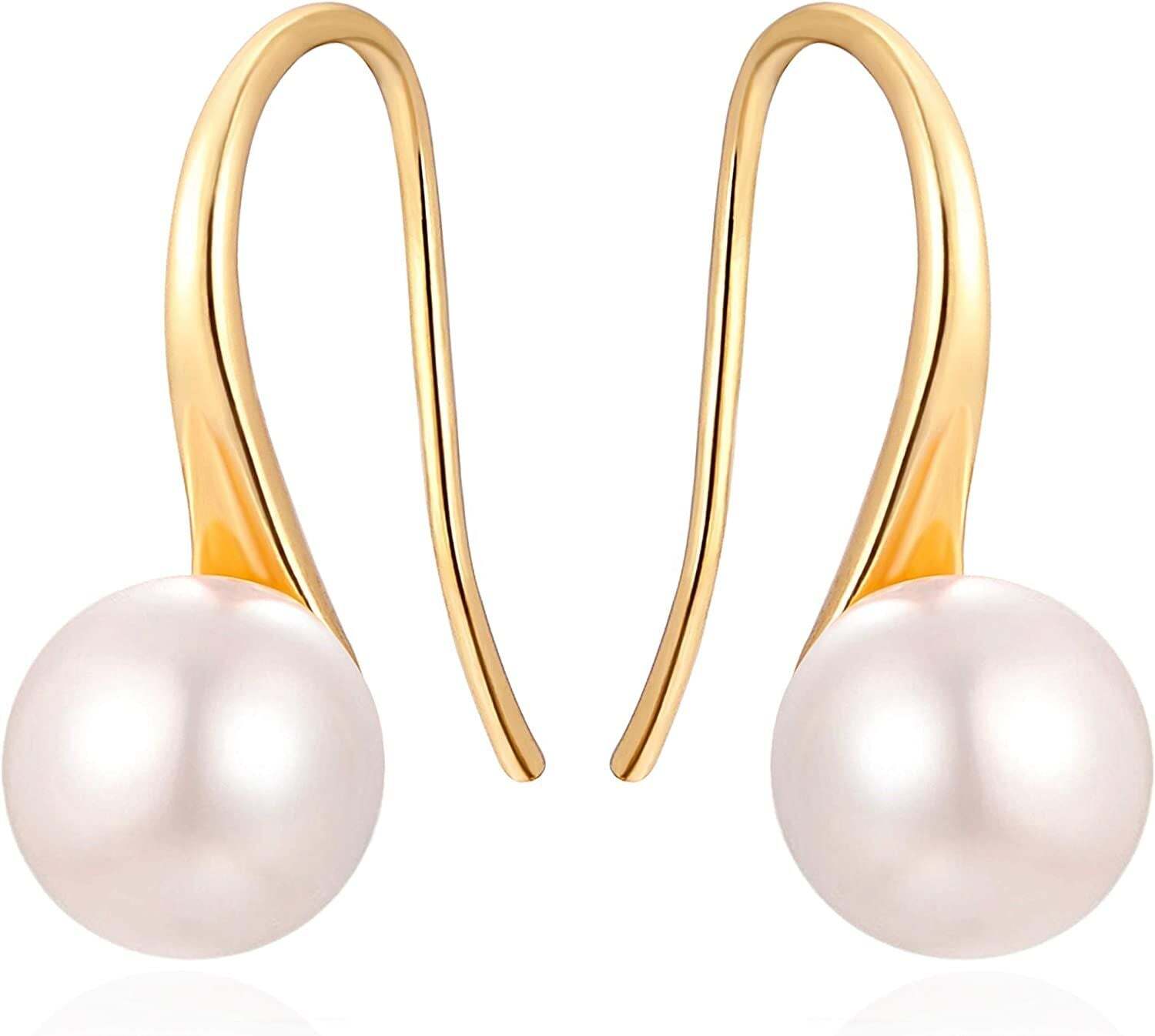 925 Sterling Silver Hoop Handpicked AAA+ Quality 7.5-8mm White Freshwater