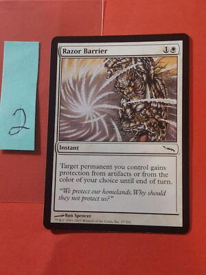 2003 Magic The Gathering Mirrodin #17 Razor Barrier, C, NF, White, cd2