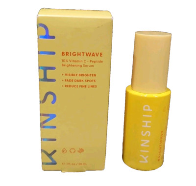 Kinship Brightwave Vitamin C + Peptide Brightening Face Serum 1 oz/30 ml NEW 
