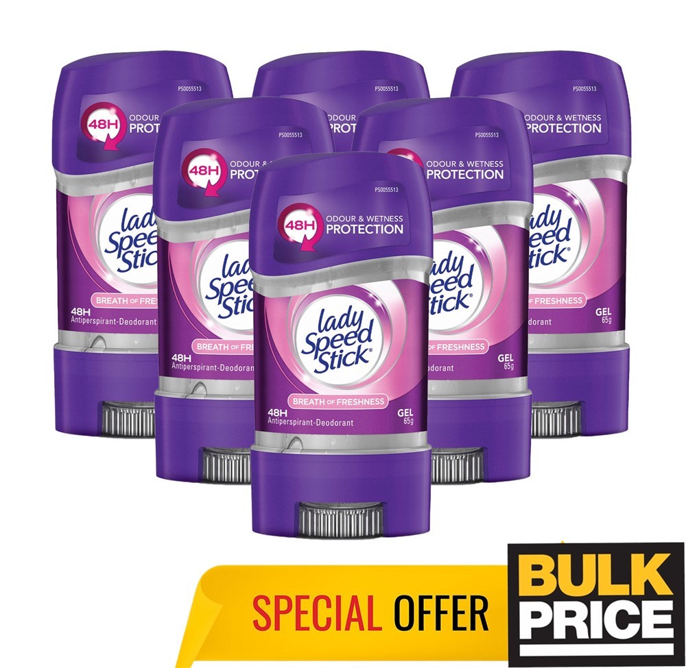 Lady Speed Stick Gel Deodorante Breath Of Freshness Fast-Dry 6-Pack