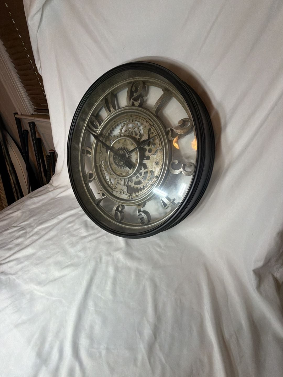 Better Homes & Gardens 20-Inch Rustic Metal Moving Gear Analog Wall Clock