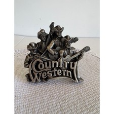 Vintage 1981 Bergamot Brass Works Country Western Band Belt Buckle Pewter USA