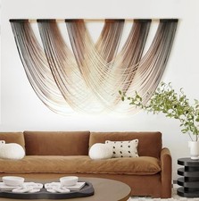 Macrame Wall Hanging Brown Dip Dyed Large Fiber Yarn Wall Art Brown and White