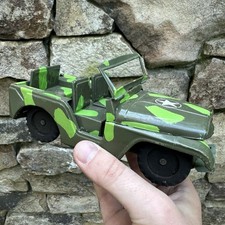 Vintage Tin Litho Camouflage Jeep Friction Toy Made In Japan - Unknown Maker