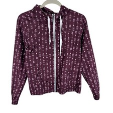 Empyre Burgundy White Arrow Design Lightweight Hooded Windbreaker Jacket Size M