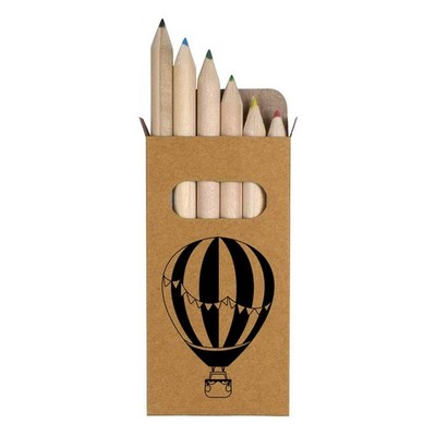 6 x 'Cute Hot Air Balloon' Short 85mm Pencils / Coloured Pencil Set (PE00075866)