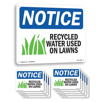 #ad Recycled Water Used On Lawns OSHA Notice Sign Metal Plastic Decal 5 or 10 Pack $212.99