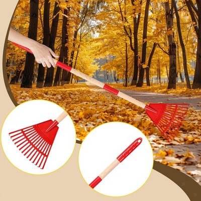 Garden Rake Leaf Rake Lightweight Comfortable Handle Yard Lawn Sturdy Kids Three