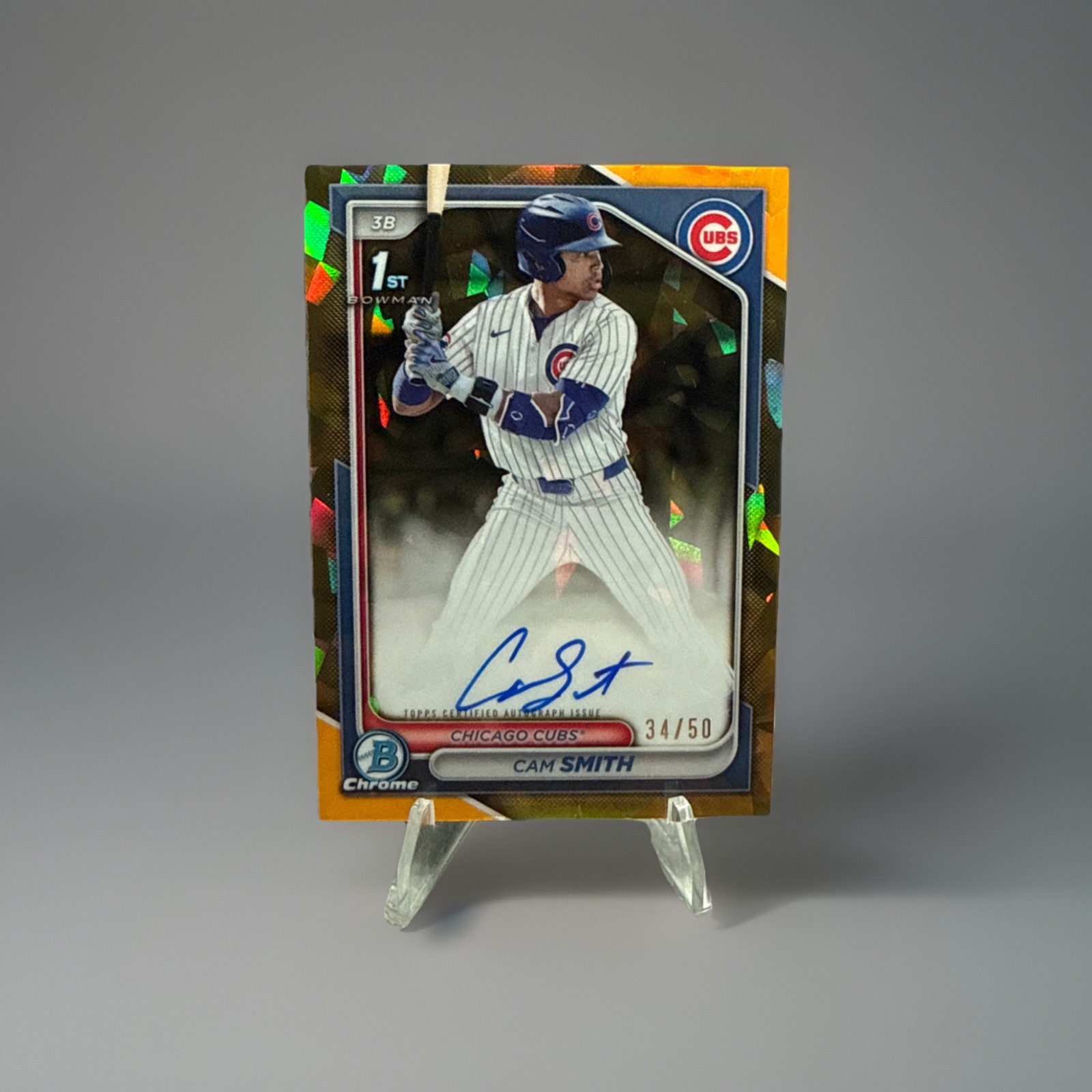 2024 BOWMAN DRAFT SAPPHIRE CAM SMITH CHROME AUTO GOLD 1ST PROSPECT AUTO 34/50