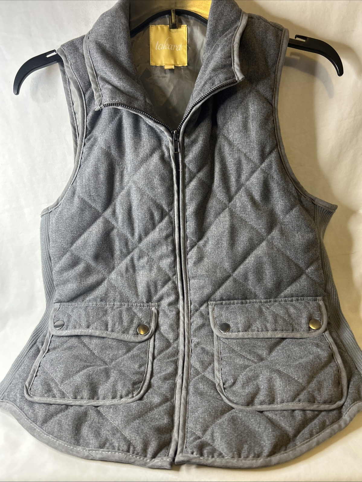 Lakara Grey Quilted Zip Up Light Vest Size S Preowned