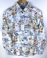 New Robert Graham White Holland Classic Fit Button Up Shirt XL Floral Flip Cuff