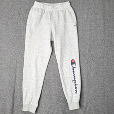Champion Jogger Sweatpants Kids M 10 12 Gray Athletic Logo Athleisure Lounge