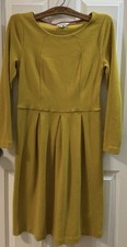 Boden Lindsey Textured Pointe Dress Yellow Long Sleeve Size 10 L Office Dress
