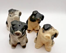 Vintage Lot Pigs Salt and Pepper Shakers Black White Swine Ceramic Farm Animals