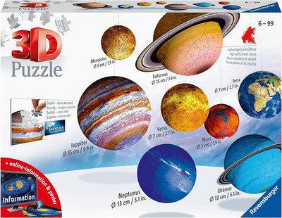 Solar System 540 Piece - 9 Planet 3D Jigsaw Puzzle Set for Kids & Adults - Easy 