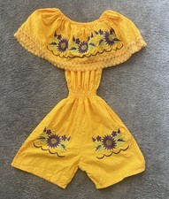 GIRLS MEXICAN FESTIVE ONE PIECE SHORTS SIZE 8-FREE SHIP