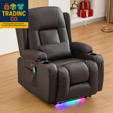 Power Recliner Chair, Electric Home Theater Seating with 4 Colors Ambient Lighti