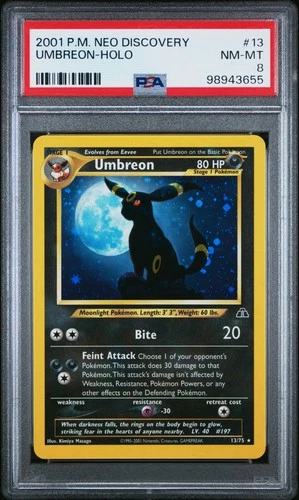 2001 POKEMON NEO DISCOVERY #13 UMBREON-HOLO PSA 8
