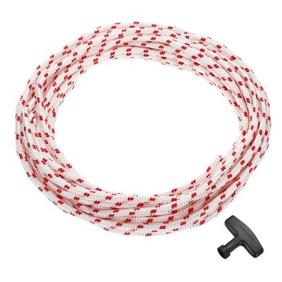 Recoil Starter Rope with Handle, 6mm Dia 12m 39ft Pull Cord, Red and White