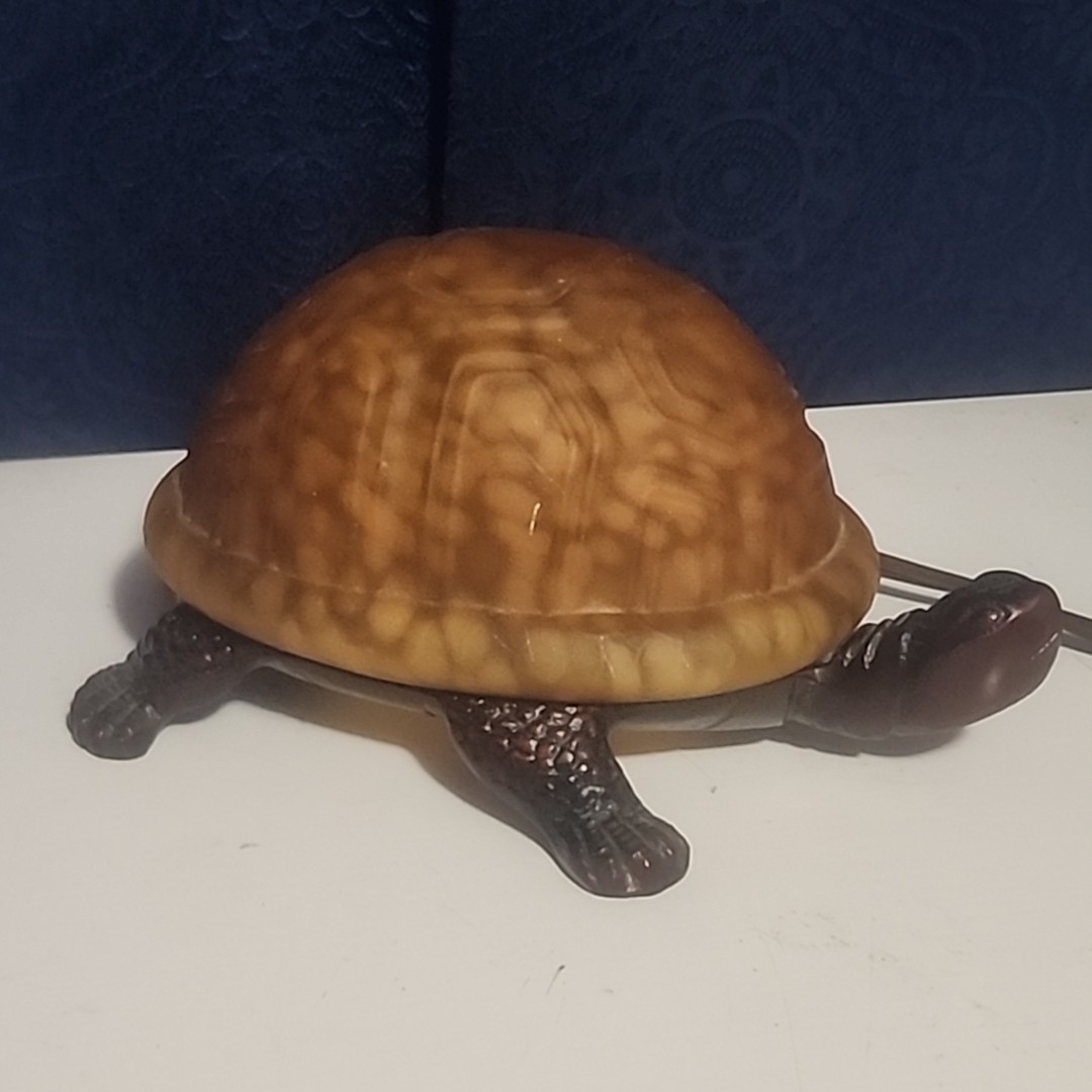 Windshield Turtle Shell Vtg Brass Base Turtle Lamp Amber Glass Tortoise Shell Accent Night ...