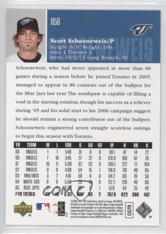 2006 Upper Deck Gold /299 Scott Schoeneweis #856 - Image 2 of 2