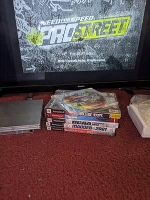 Sony PlayStation 2 PS2 Silver Slim System Console SCPH-77001 W/ Games WORKS