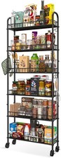 Slim Rolling Storage Cart W/ Wheels Metal 6 Tier Mobile Shelving Unit Organizer