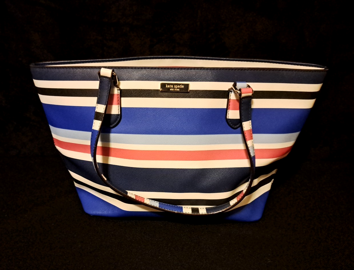 Kate Spade Laurel Way Dally Tote striped pattern in blue 