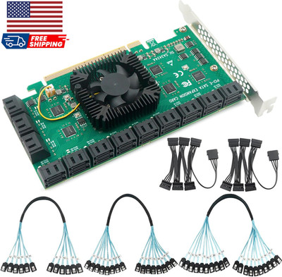 Pciex16 to 24-Port SATA 3.0 Expansion Card with 20 Inches SATA Bundle Cables