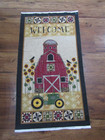 Beth Albert BARN SUNFLOWERS TRACTOR WALL HANGING 2000's COTTON Fabric PANEL — photo 1
