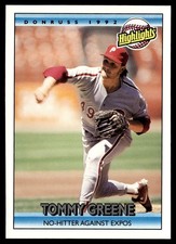 1992 Donruss Tommy Greene Philadelphia Phillies #94