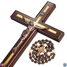 Handmade 12 Inch Asterom Wood Crucifix Wall Cross Decor - Catholic Religious Art
