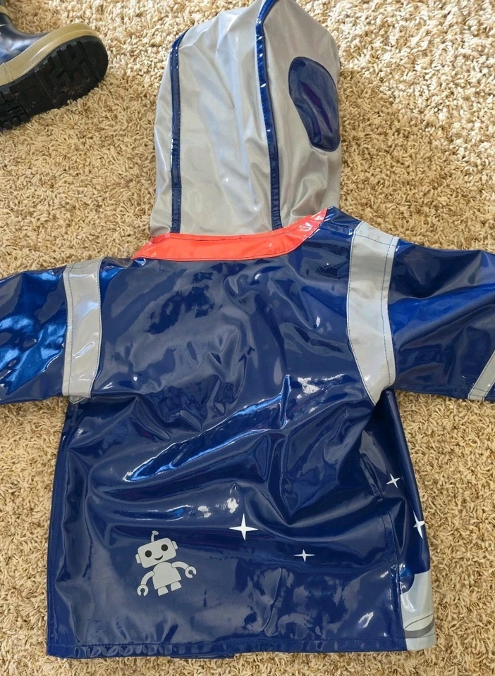 Chaqueta de lluvia con capucha para astronauta espacial alienígena Kidorable abrigo 6 piezas mochila para niños + conjunto Foto 4 de 4