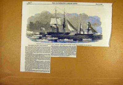 Original alter antiker Druck Franklin Hms Desperate Phoenix Diligence Schiffe 1853
