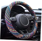 Boho Steering Wheel Cover Elastic Microfiber for Women, Universal Fit Colorful